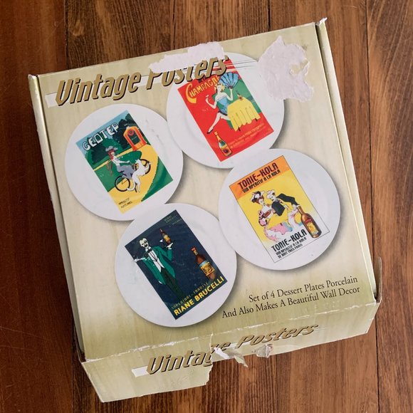 Vintage Posters Dessert Plates - New in Box - Picture 7 of 7